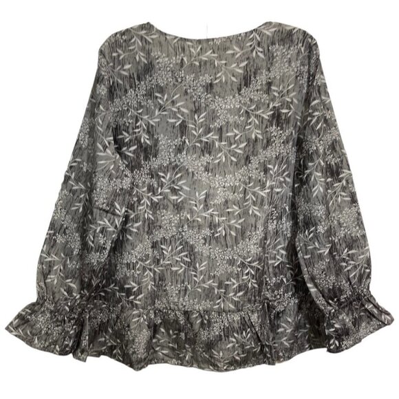 LA BELLUM HILLARY SCOTT Floral Ruffled Top Women's XL Grey Embroidered Scoop NWT - Picture 10 of 15